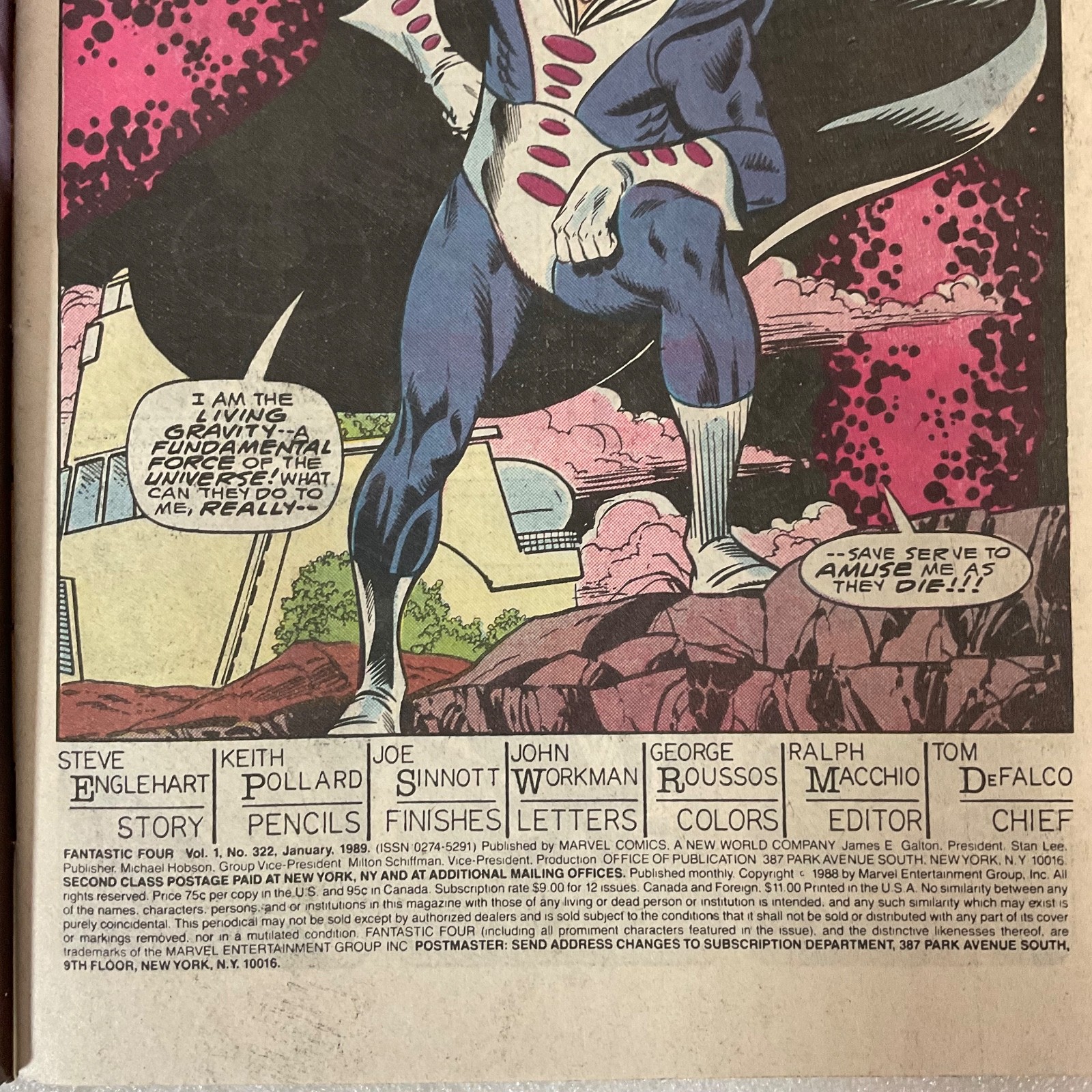 Fantastic Four #322 Marvel 1989 Human Torch vs Graviton Comic Book - Image 4