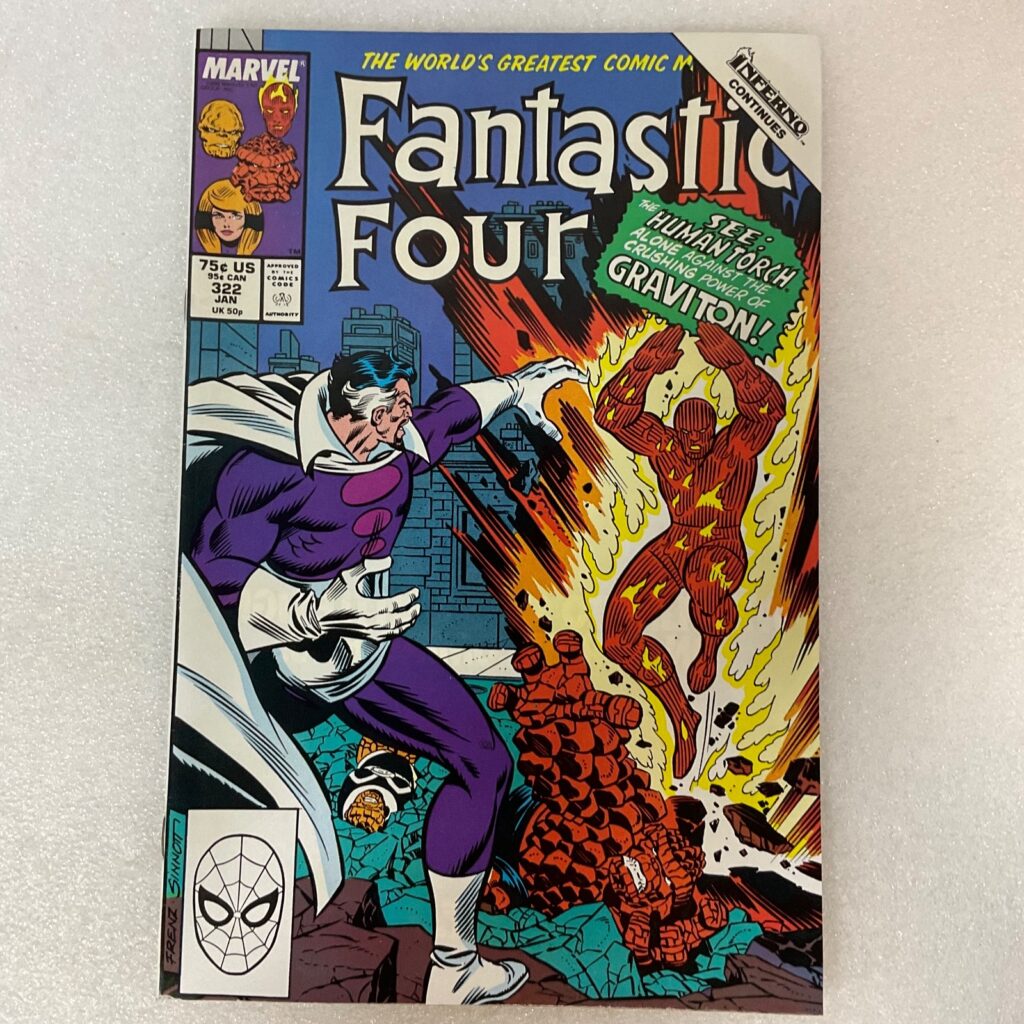 Fantastic Four #322 Marvel 1989 Human Torch vs Graviton Comic Book - Image 1