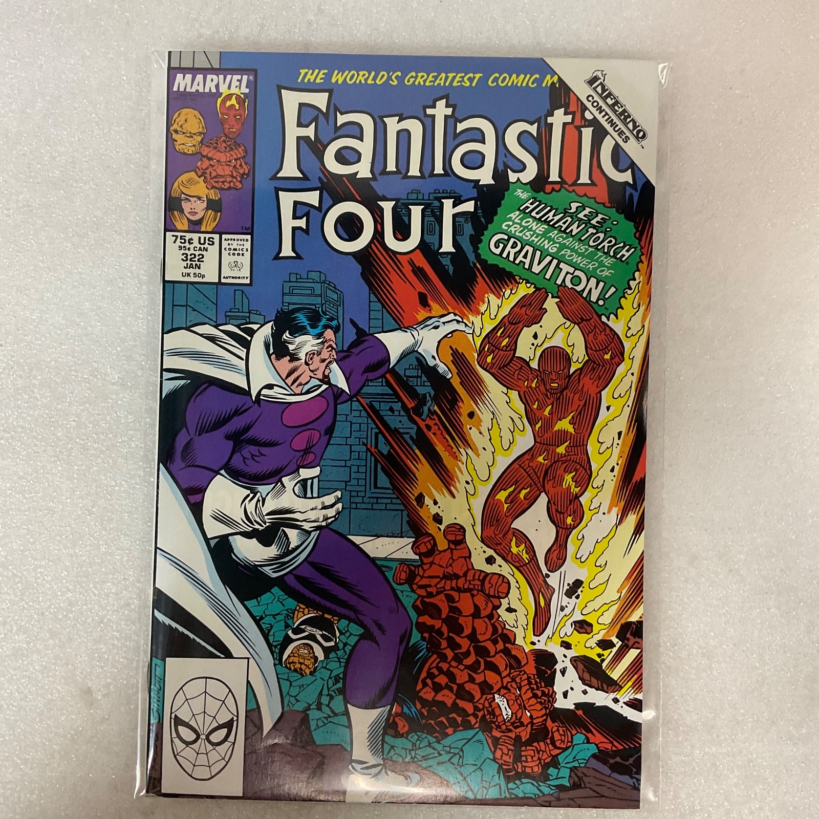 Fantastic Four #322 Marvel 1989 Human Torch vs Graviton Comic Book - Image 13
