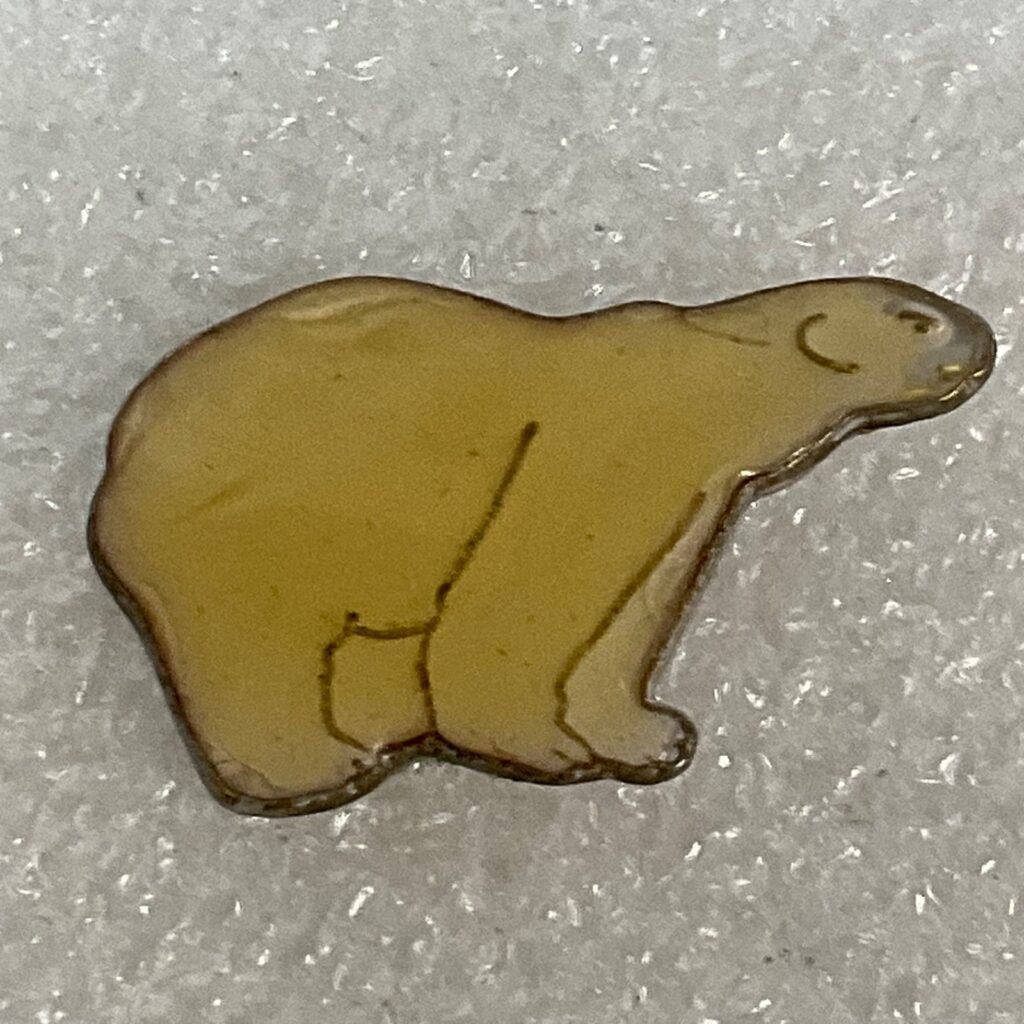 Vintage Polar Bear Enamel Lapel Pin 1in Yellow Gold Tone Outline Animal Design - Image 1