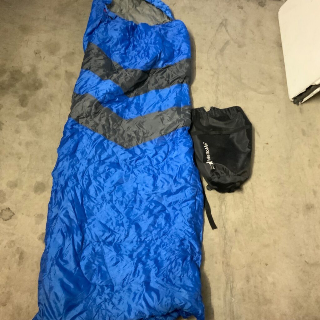 MalloMe Blue Gray Sleeping Bag 83 in with Compression Carry Sack - Image 1