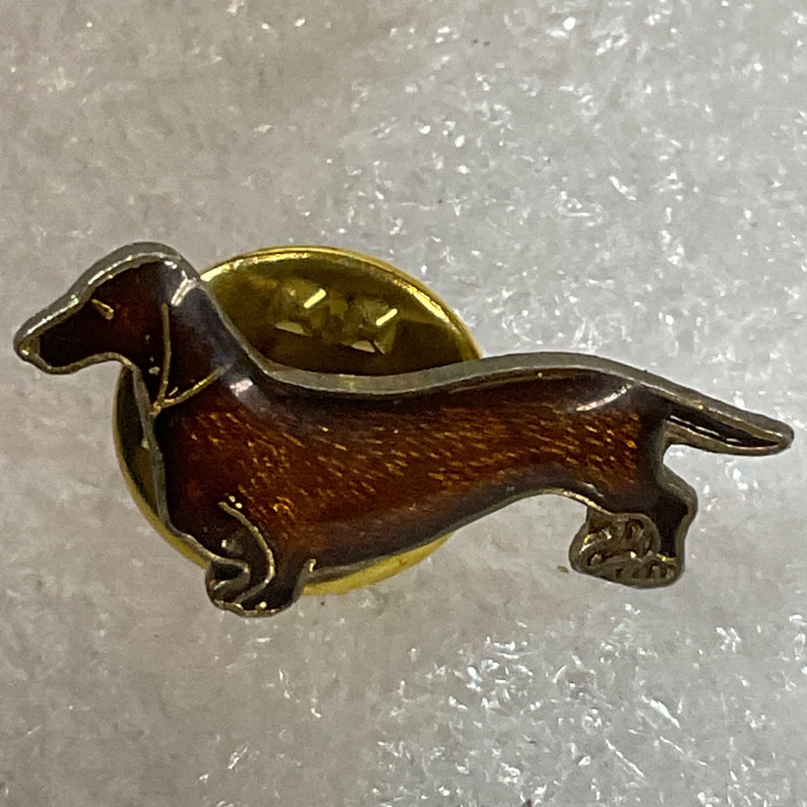 Vintage Dachshund Dog Lapel Pin Brown Enamel Gold Tone 0.75in Cute Weiner Dog - Image 7