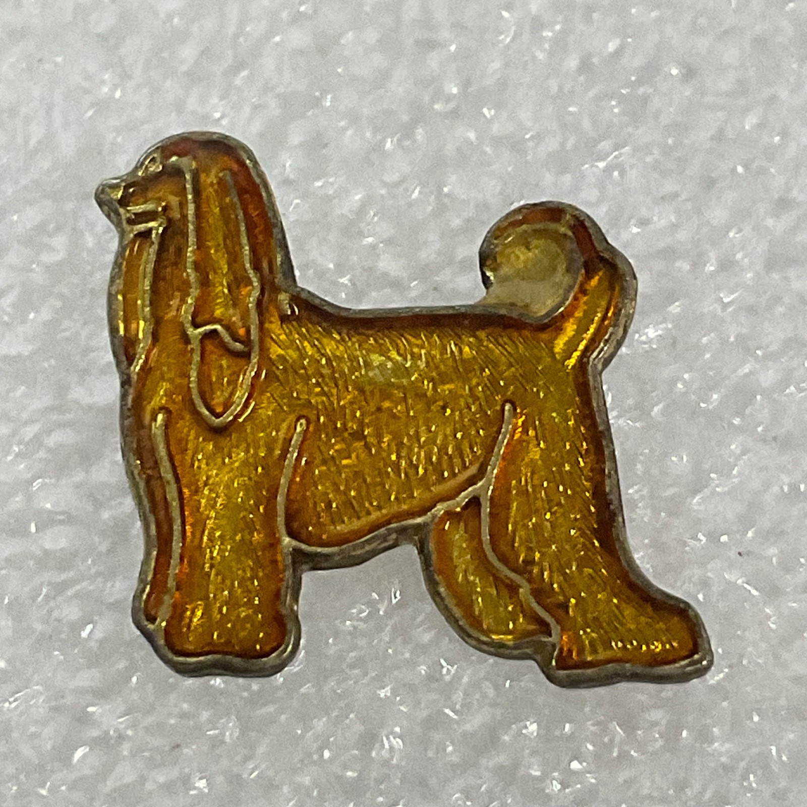 Vintage Afghan Hound Dog Pin Gold Tone Enamel Lapel Brooch 0.75in Collectible - Image 1