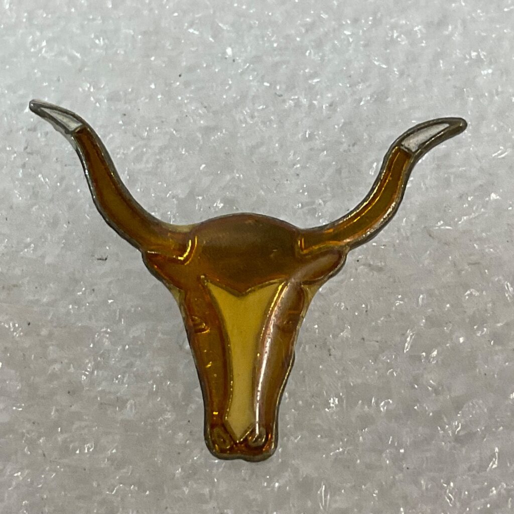 Vintage Longhorn Bull Head Pin Gold Tone Brown Enamel Lapel Tie Tack 0.75in West - Image 1
