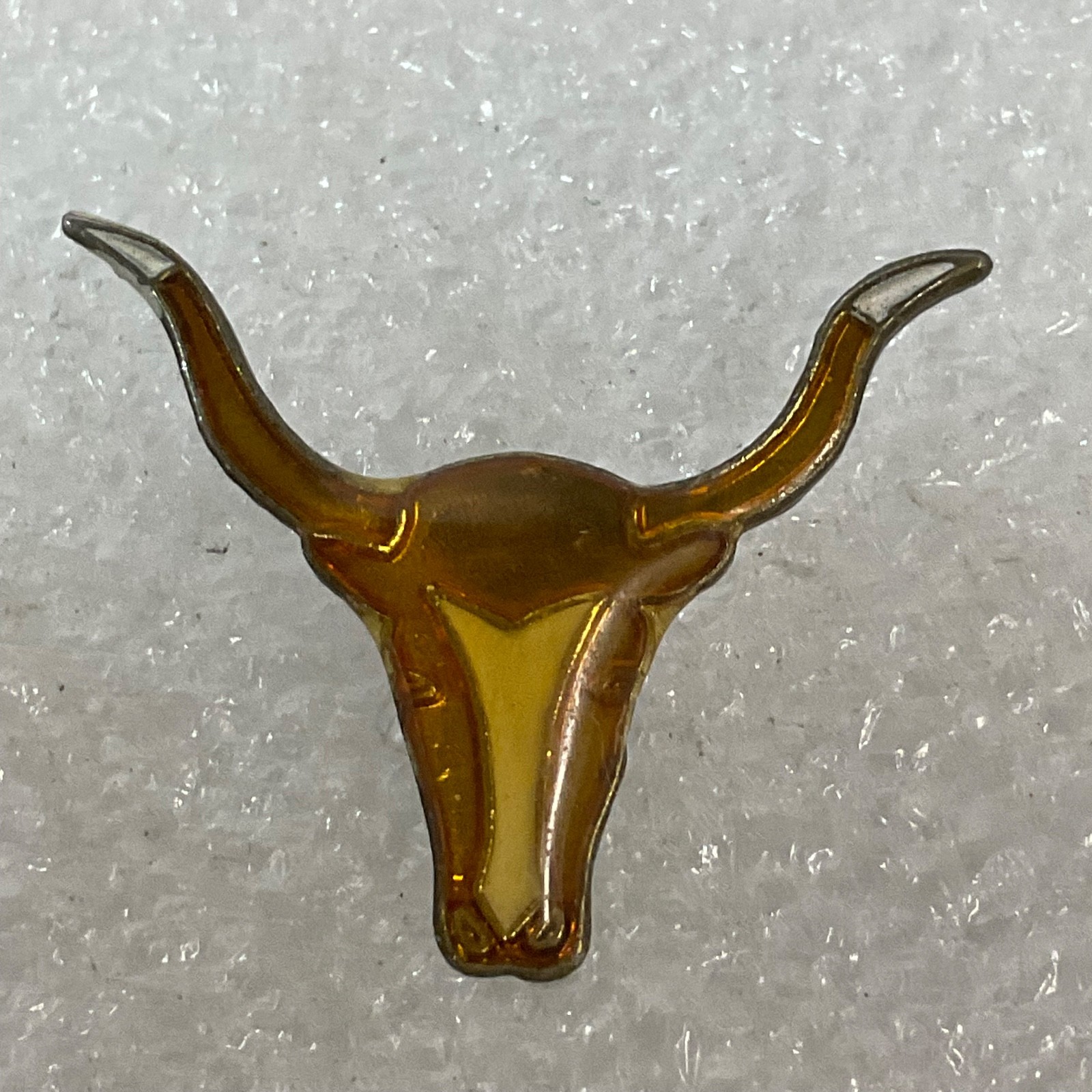 Vintage Longhorn Bull Head Pin Gold Tone Brown Enamel Lapel Tie Tack 0.75in West - Image 1