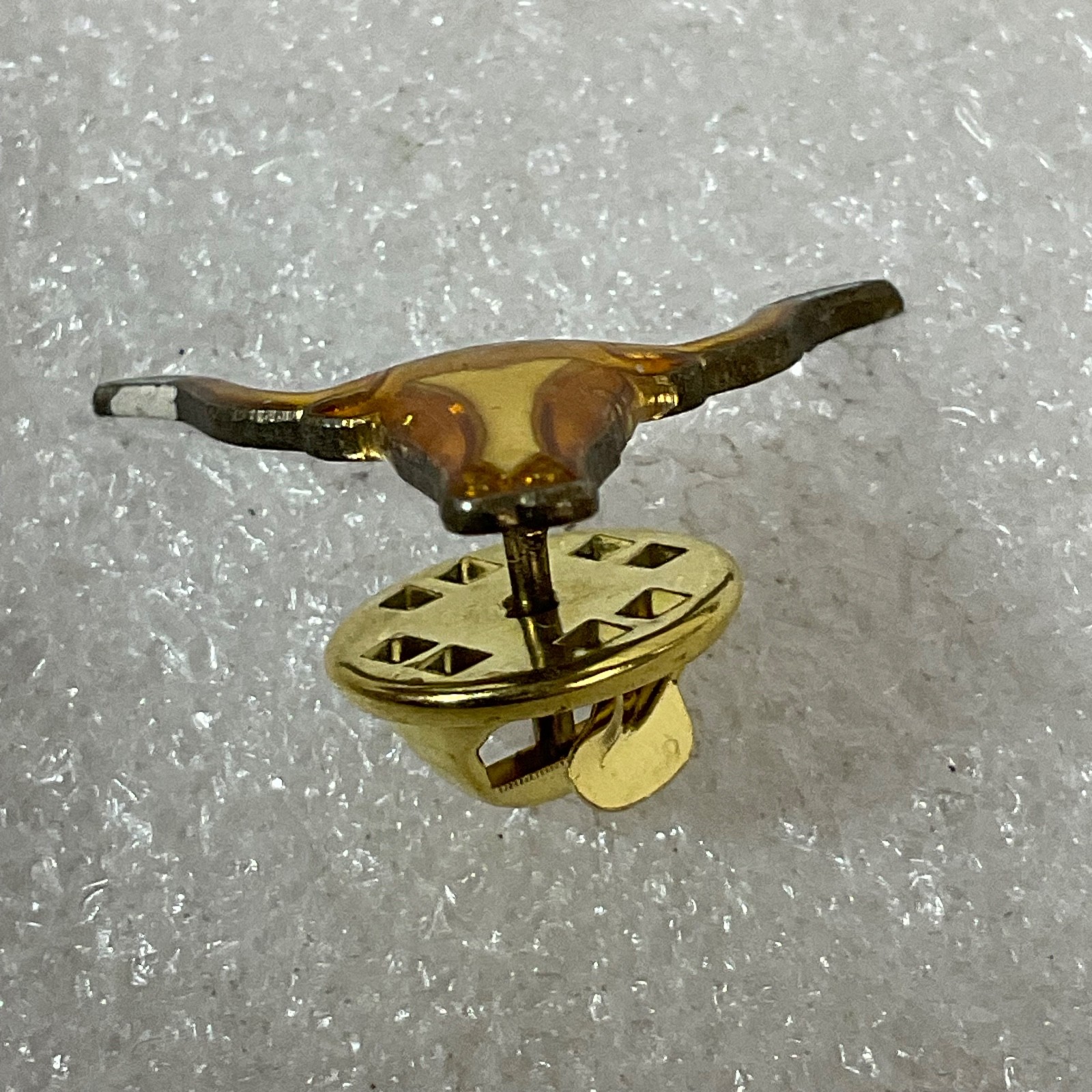 Vintage Longhorn Bull Head Pin Gold Tone Brown Enamel Lapel Tie Tack 0.75in West - Image 8