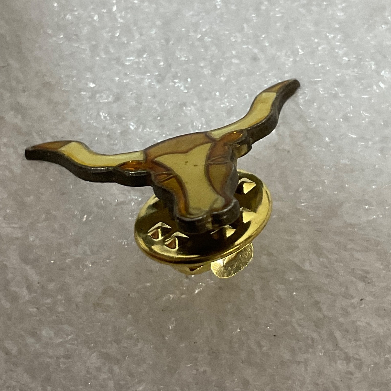Vintage Longhorn Bull Head Pin Gold Tone Enamel 1in Western Lapel Tie Tack 9.25g - Image 6