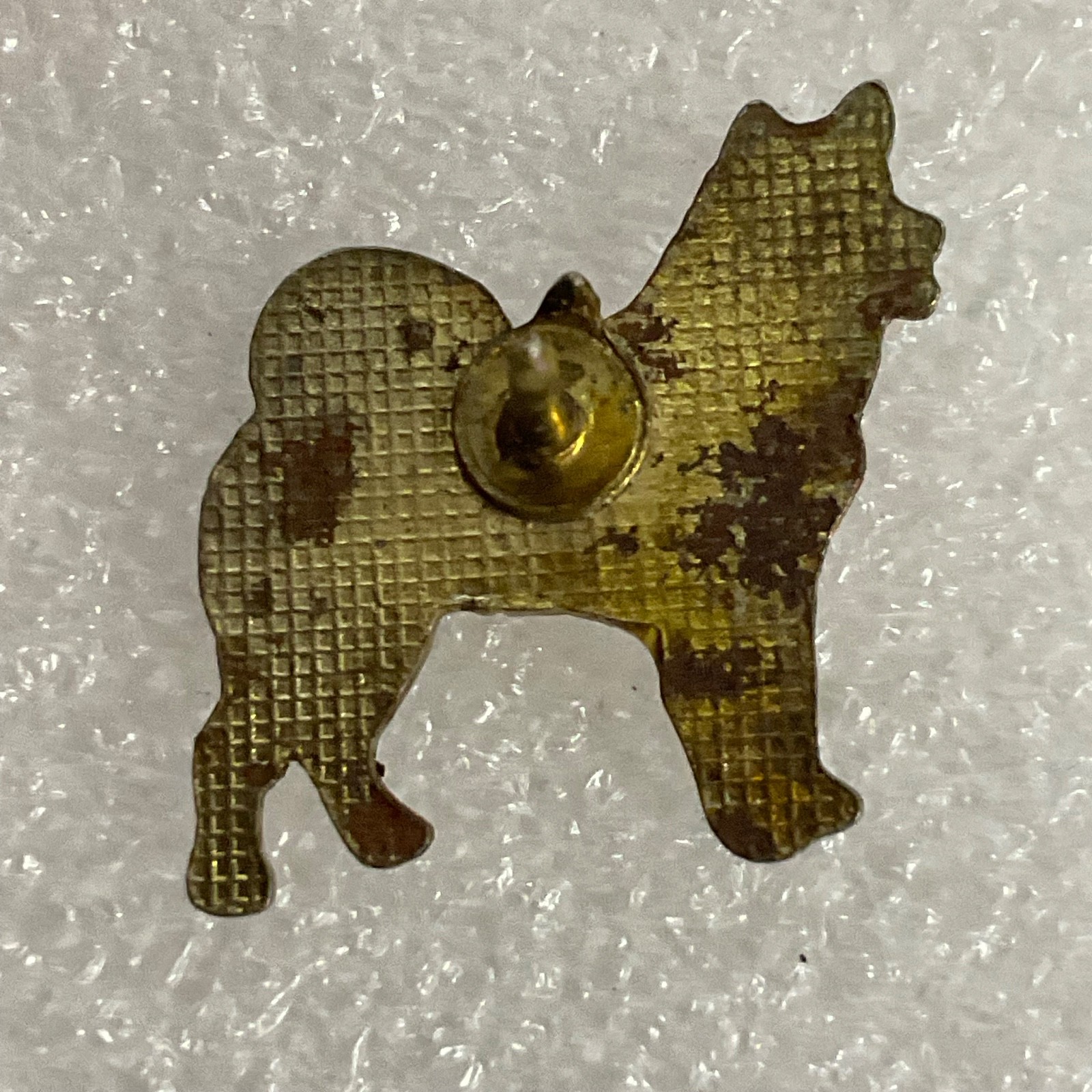 Vintage Husky Dog Pin Brown White Enamel Gold Tone Lapel Brooch 1in 9.85g - Image 2