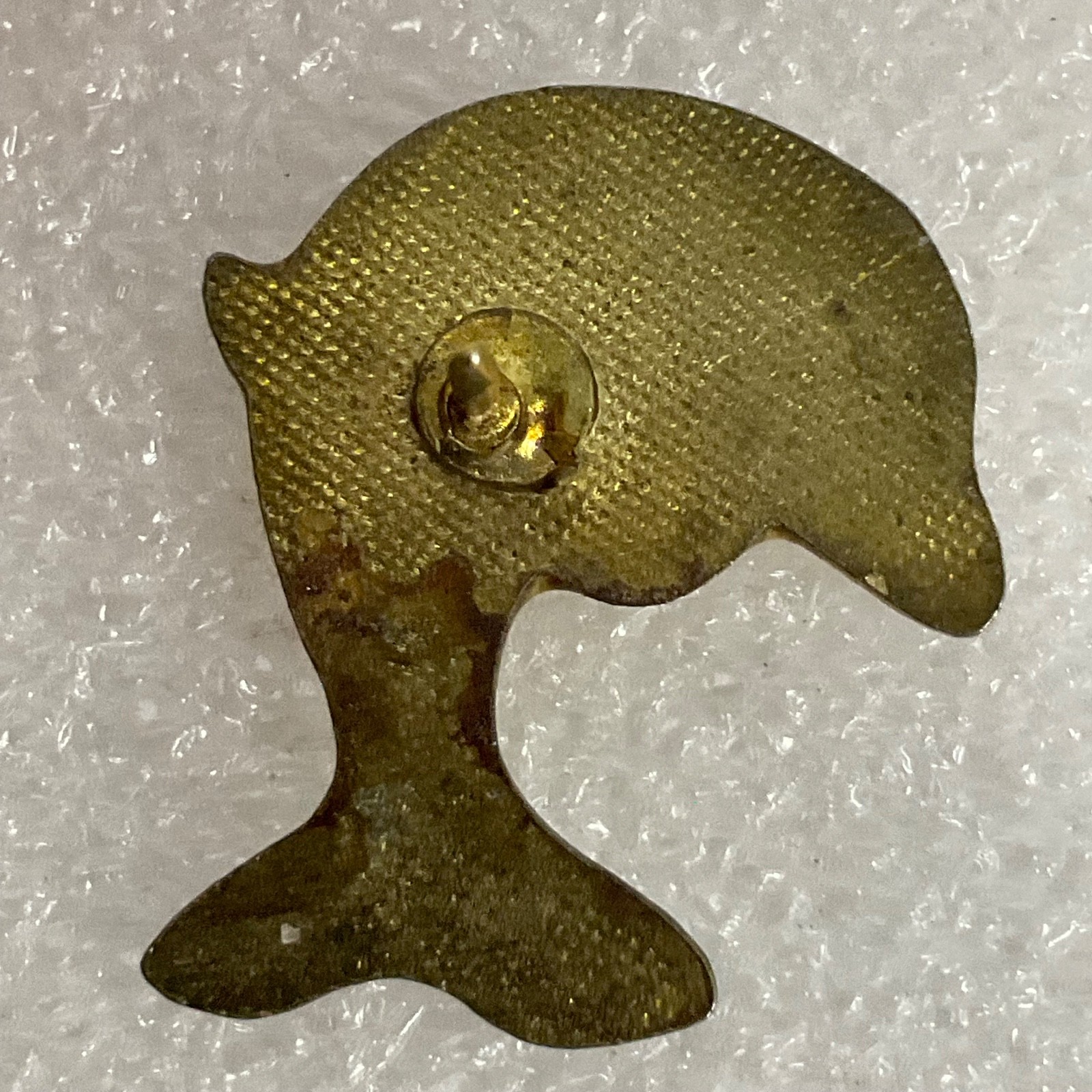 Vintage Dolphin Enamel Pin Gold Tone Black Accent 1in Lapel Brooch Animal - Image 2