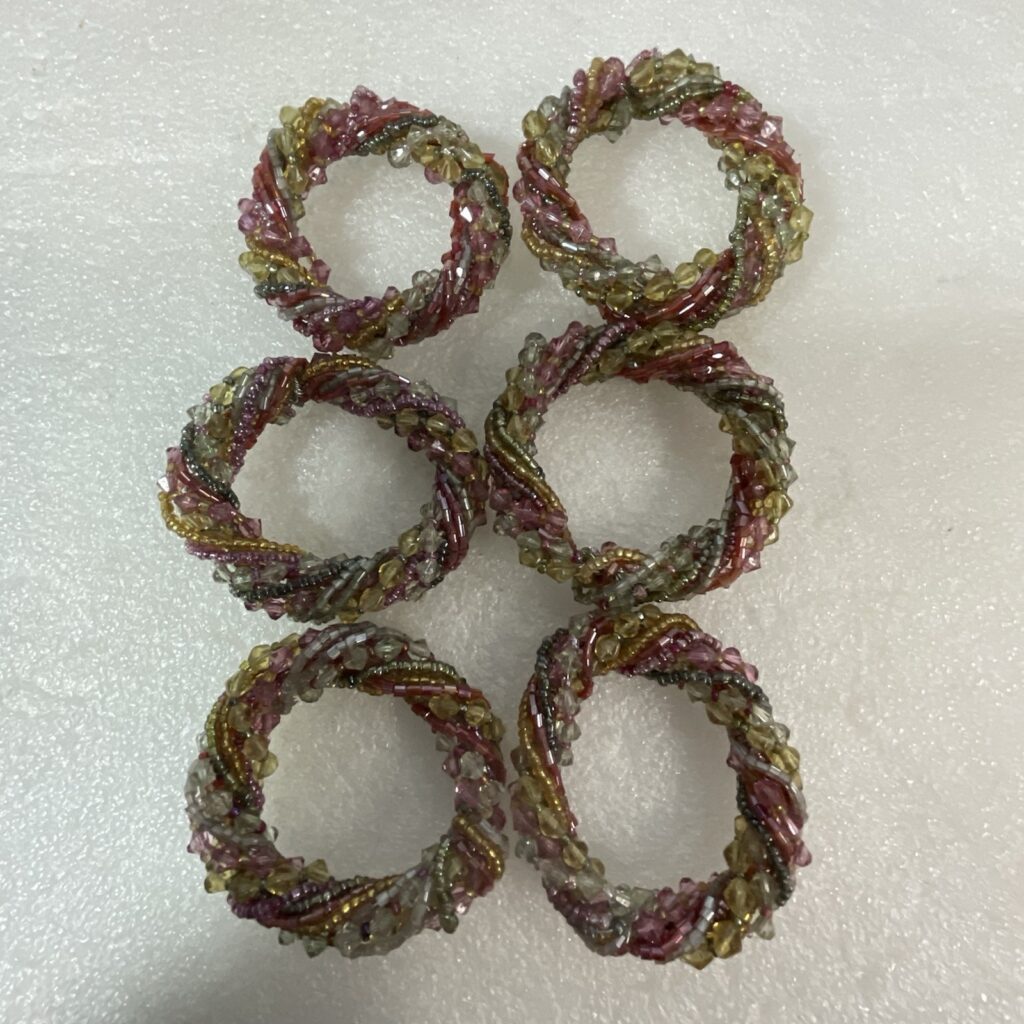 Lot Of 6 Beaded 2.5” Napkin Rings - Image 1
