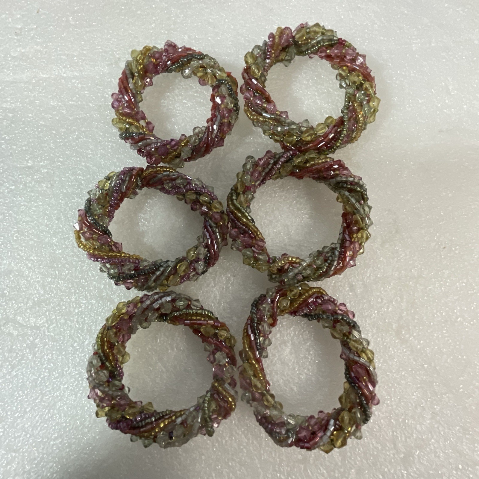 Lot Of 6 Beaded 2.5” Napkin Rings - Image 1