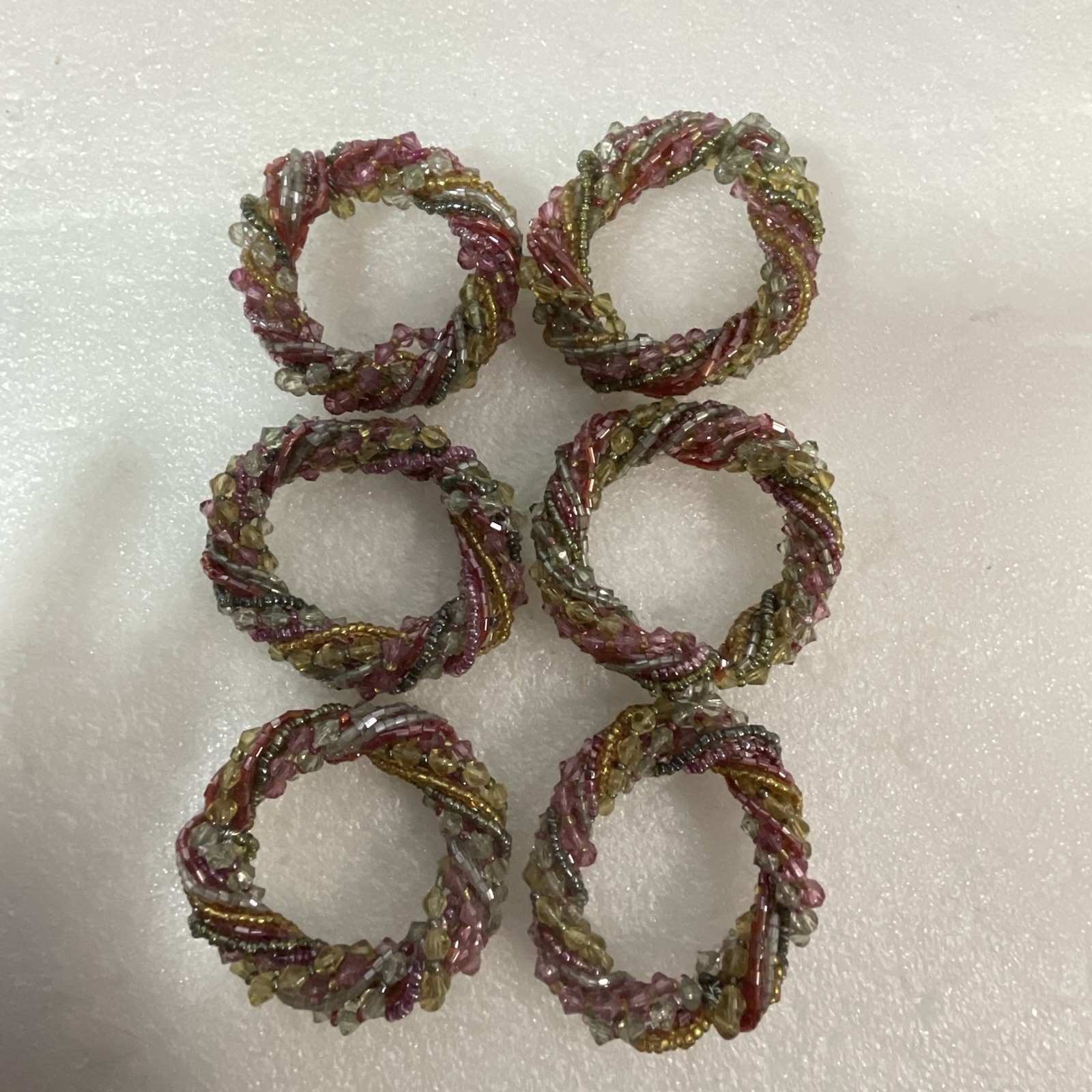 Lot Of 6 Beaded 2.5” Napkin Rings - Image 2