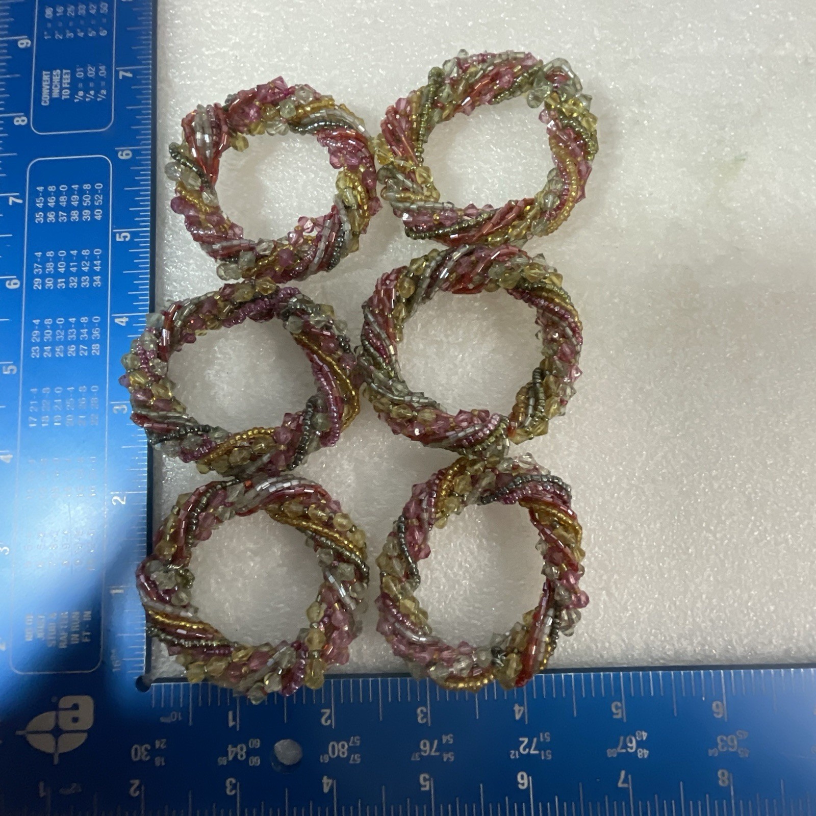 Lot Of 6 Beaded 2.5” Napkin Rings - Image 3