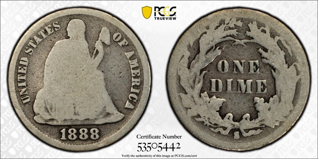 1888-S 10C Liberty Seated Dime PCGS AG03 Gold Shield Cert#53505442 - Image 1