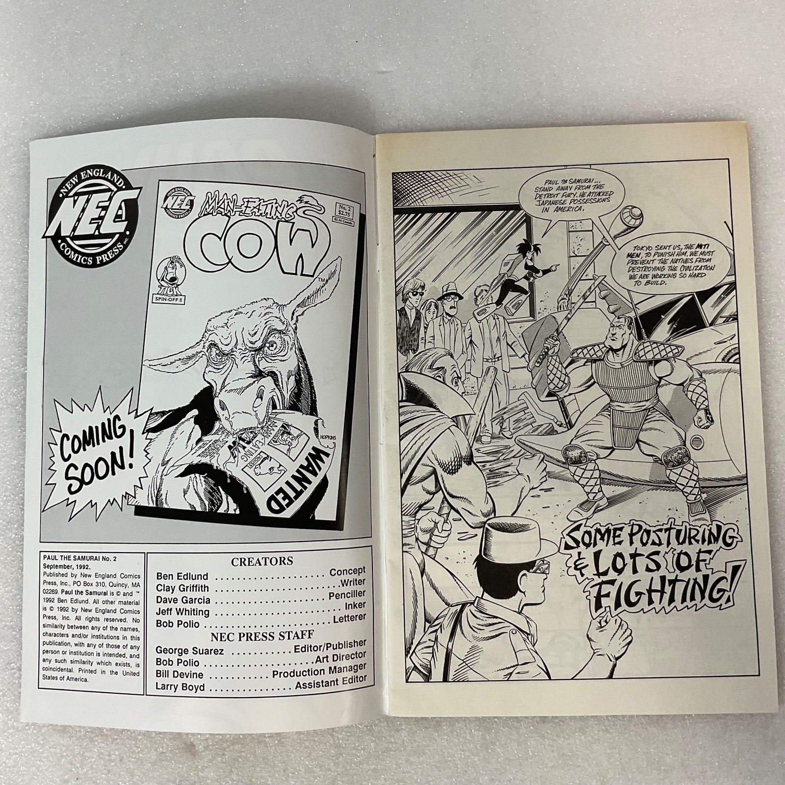 Paul the Samurai #2 Comic Book 1992 NEC Tick Spin-Off - Image 3