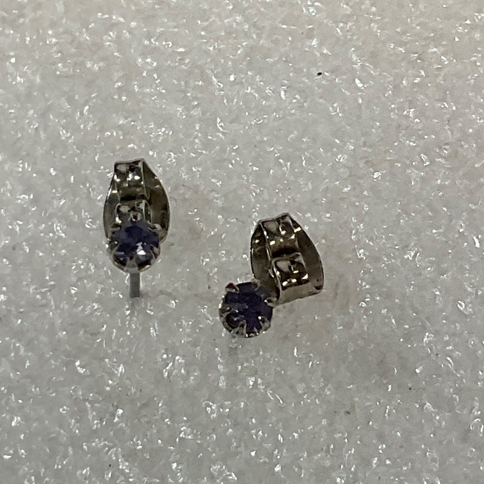 Sterling Silver Purple Stone Stud Earrings Small Round 4mm Violet CZ Birthstone - Image 3