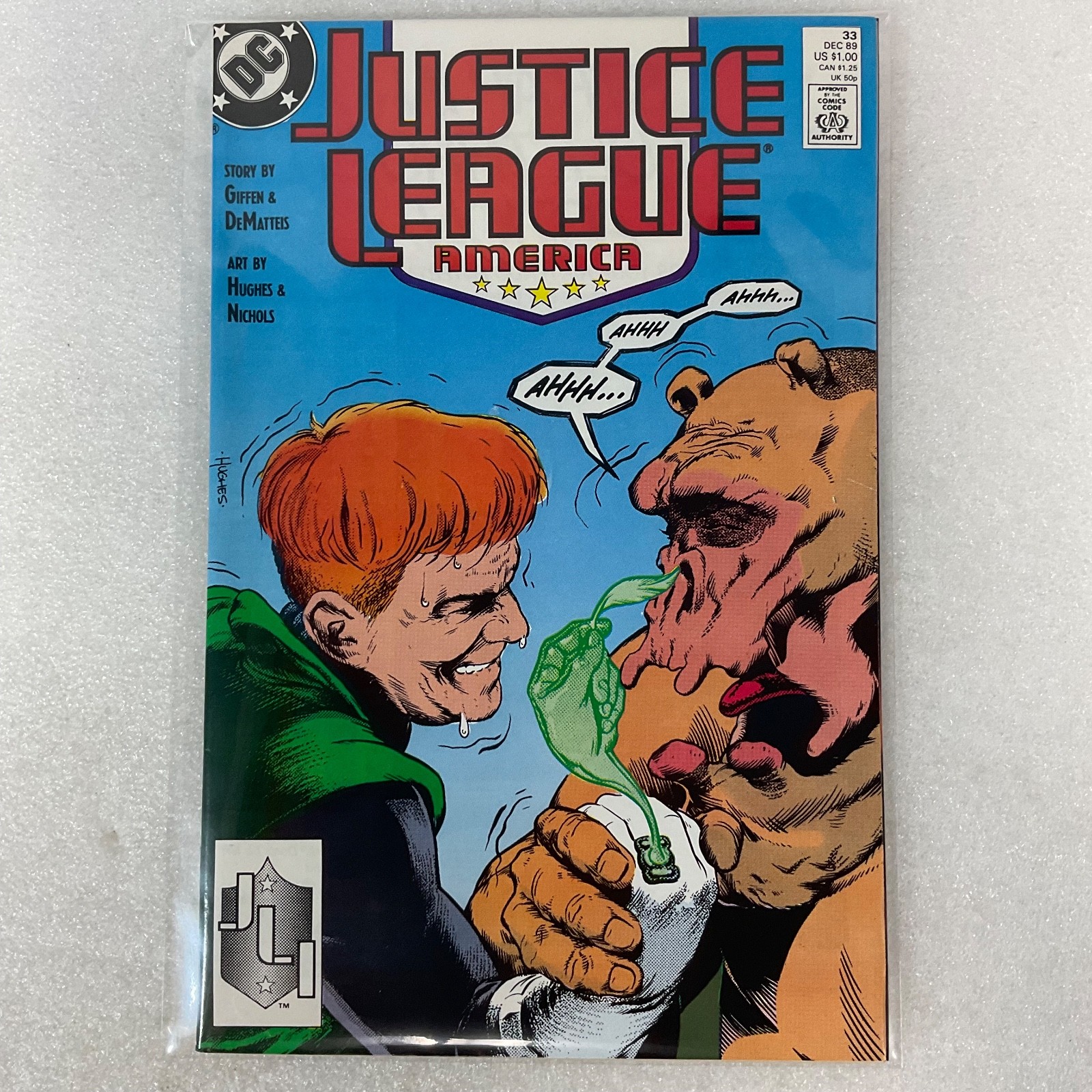 Justice League America #33 1989 DC Comic Guy Gardner vs Alien Battle - Image 15