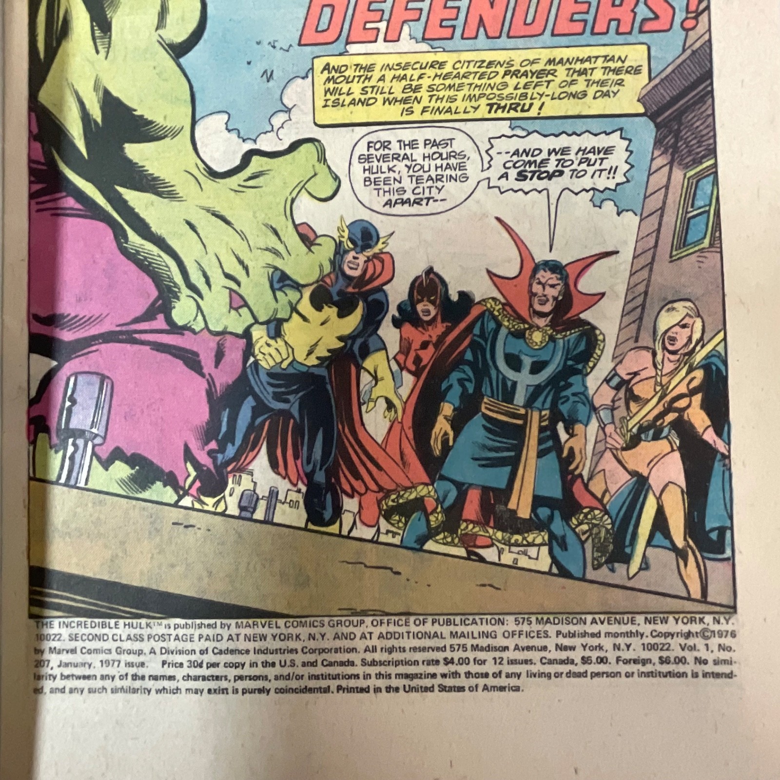 The Incredible Hulk #207 Jan 1977 Marvel Comic Book Defenders Storyline - Image 4