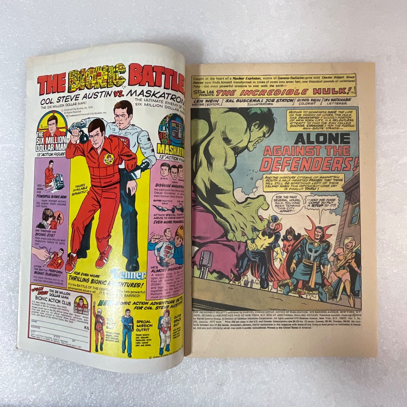 The Incredible Hulk #207 Jan 1977 Marvel Comic Book Defenders Storyline - Image 3