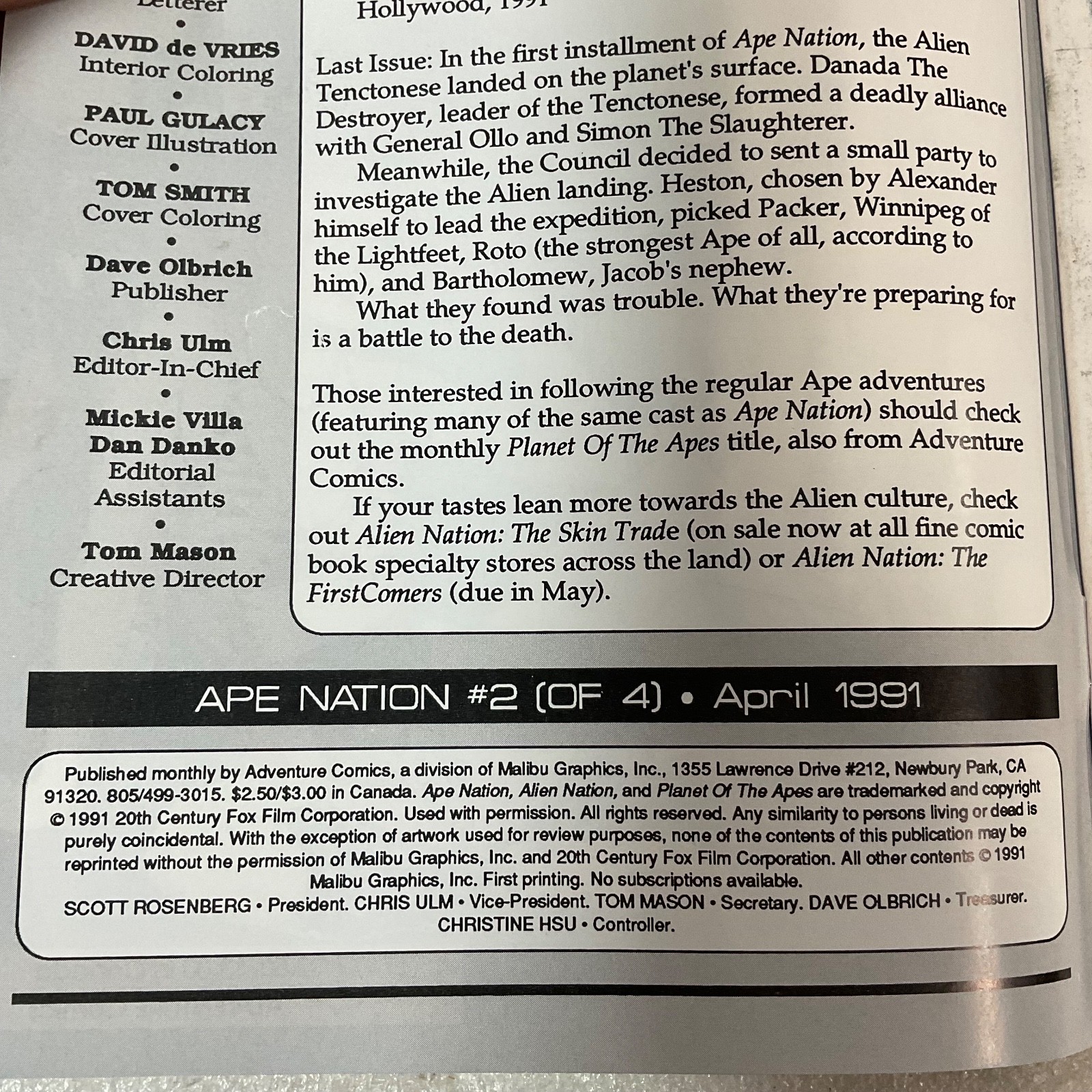 Ape Nation #2 1991 Adventure Comics Full Color Series - Image 6
