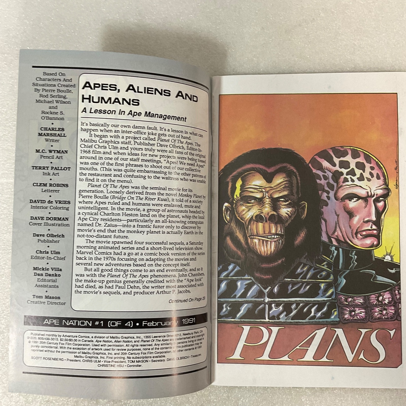 Ape Nation #1 Feb 1991 Adventure Comics Crossover Planet of Apes Alien - Image 3