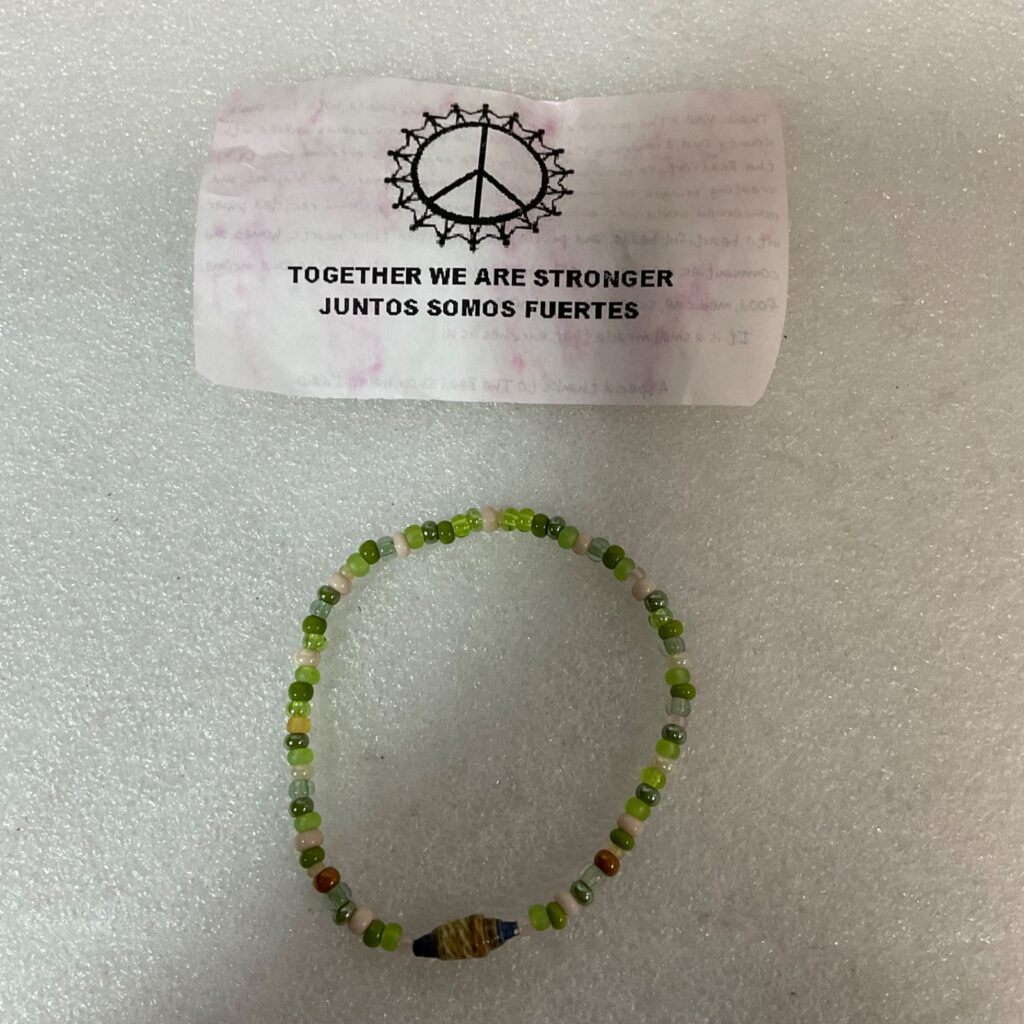 Handmade BeadforLife Bracelet Uganda Paper Beads Green Multicolor 7" Jewelry - Image 1