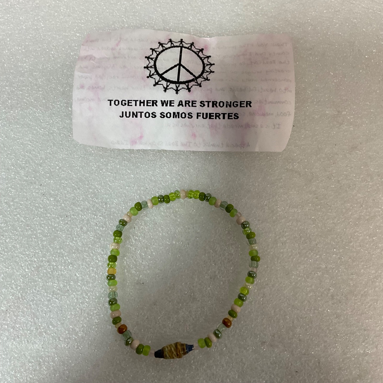 Handmade BeadforLife Bracelet Uganda Paper Beads Green Multicolor 7" Jewelry - Image 1