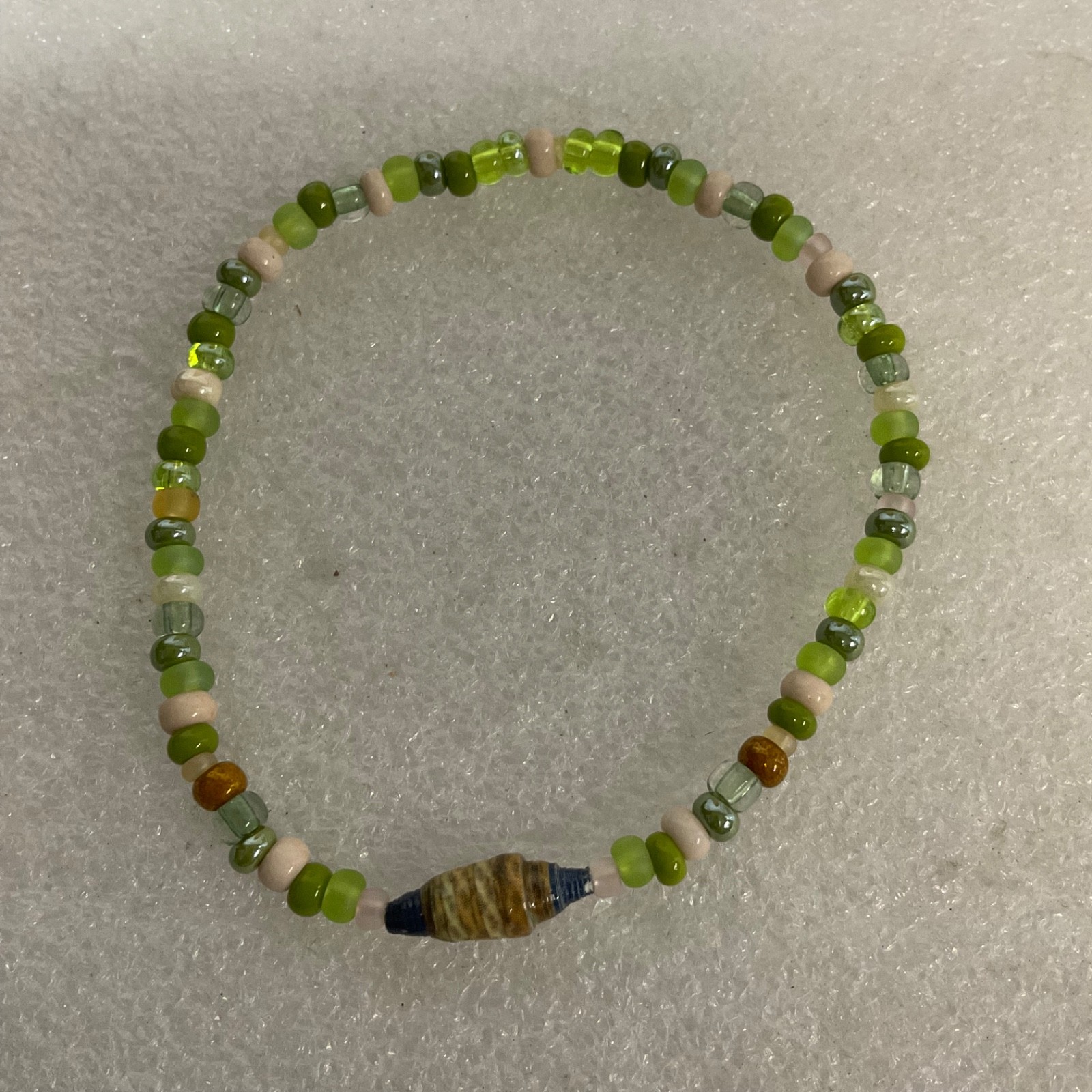 Handmade BeadforLife Bracelet Uganda Paper Beads Green Multicolor 7" Jewelry - Image 2