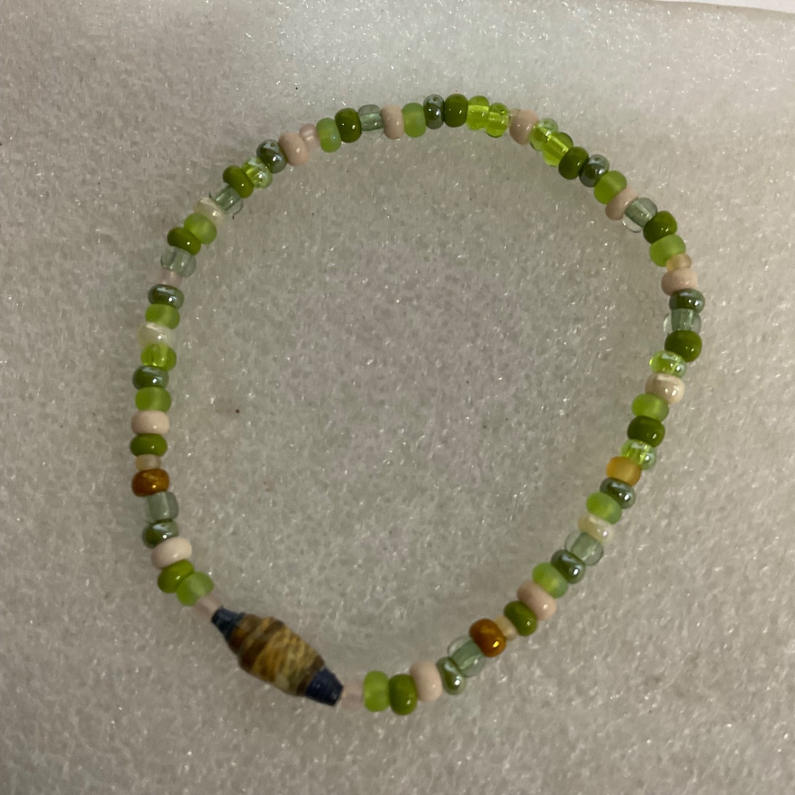 Handmade BeadforLife Bracelet Uganda Paper Beads Green Multicolor 7" Jewelry - Image 3