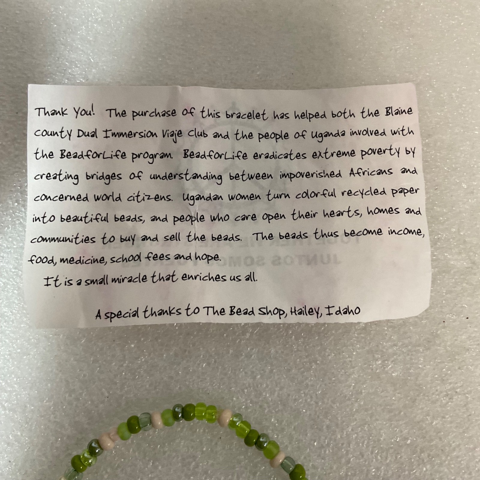 Handmade BeadforLife Bracelet Uganda Paper Beads Green Multicolor 7" Jewelry - Image 4