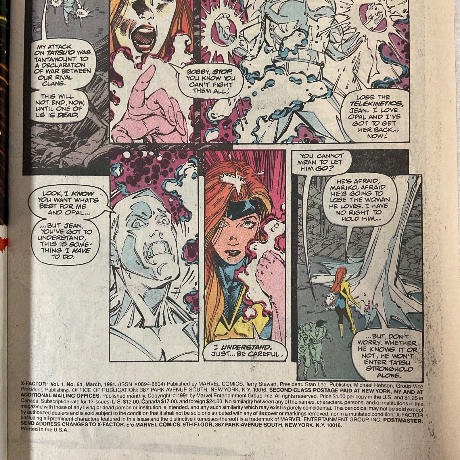 X-Factor #64 Mar 1991 Marvel Comic One Must Fall Cover - Image 4