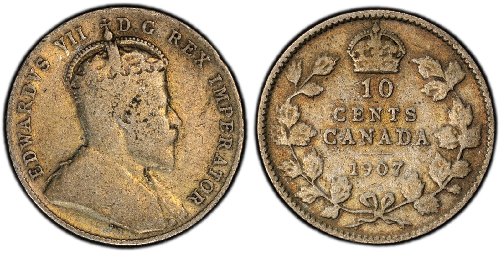 1907 10C Canada Edward VII PCGS Genuine Cleaned-VG Detail Cert#53505436 - Image 2