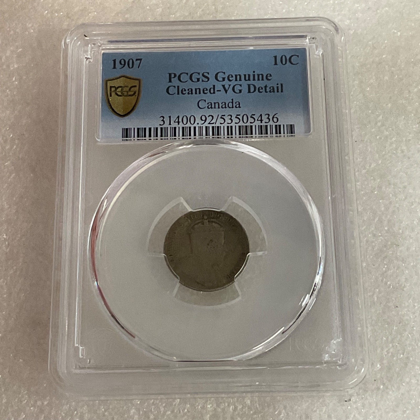 1907 10C Canada Edward VII PCGS Genuine Cleaned-VG Detail Cert#53505436 - Image 6