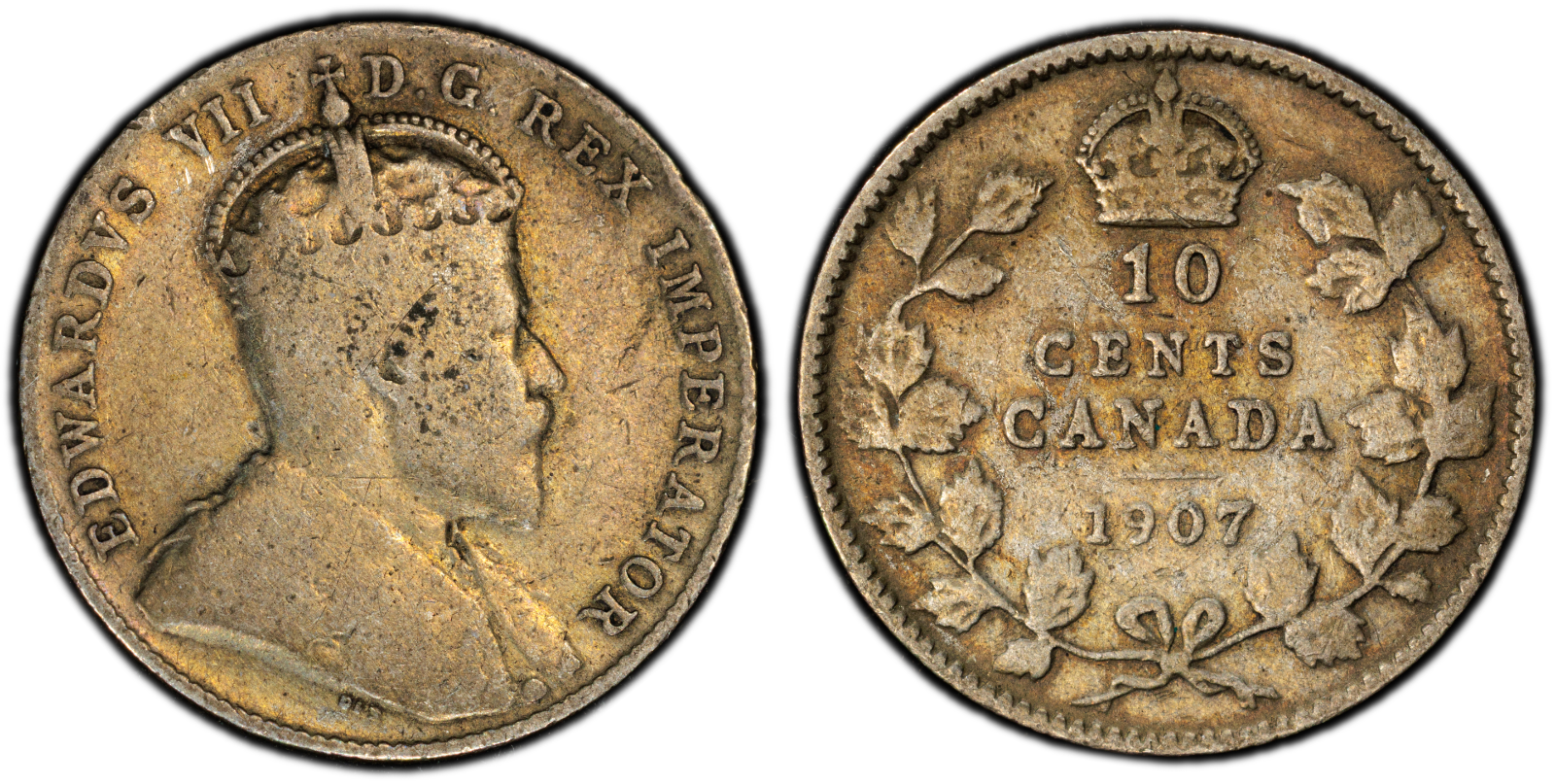 1907 10C Canada Edward VII PCGS Genuine Cleaned-VG Detail Cert#53505436 - Image 3