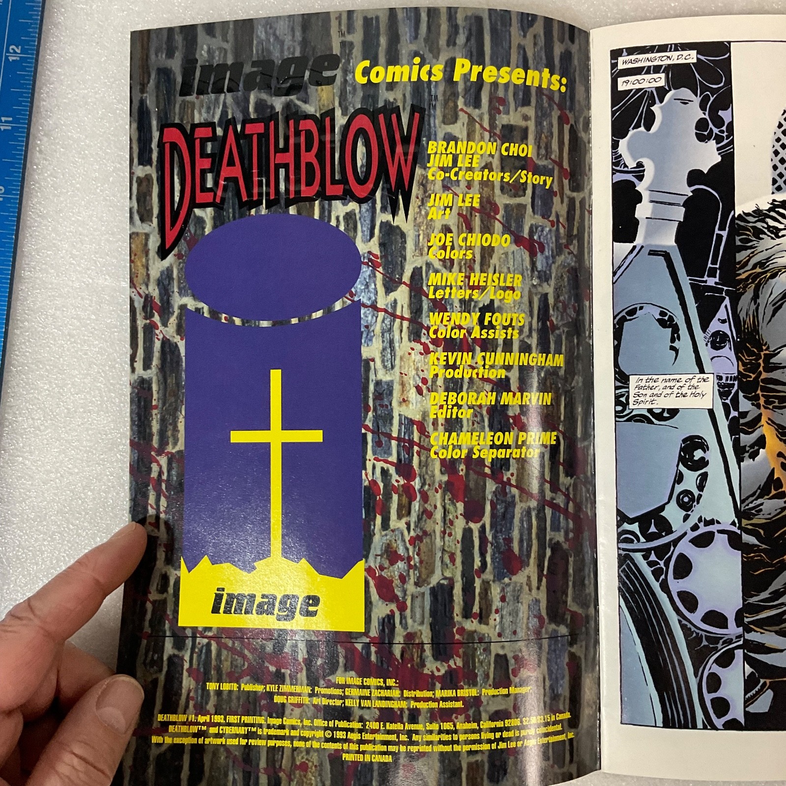 Deathblow #1 Image Comics Jim Lee 1993 Embossed Red Logo Cover - Image 3