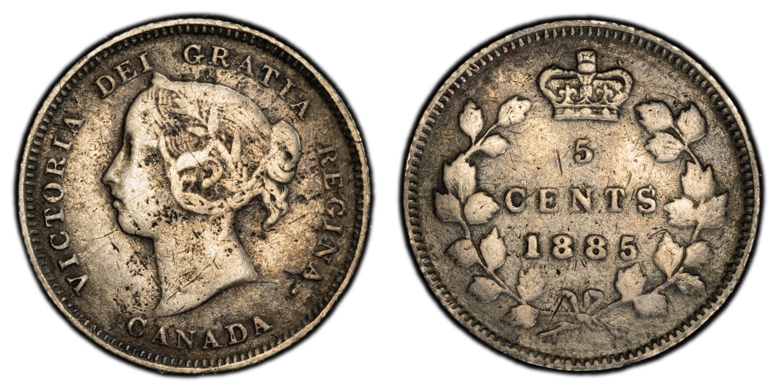 1885 5C Canada Small 5 PCGS F12 Cert#53505437 - Image 2