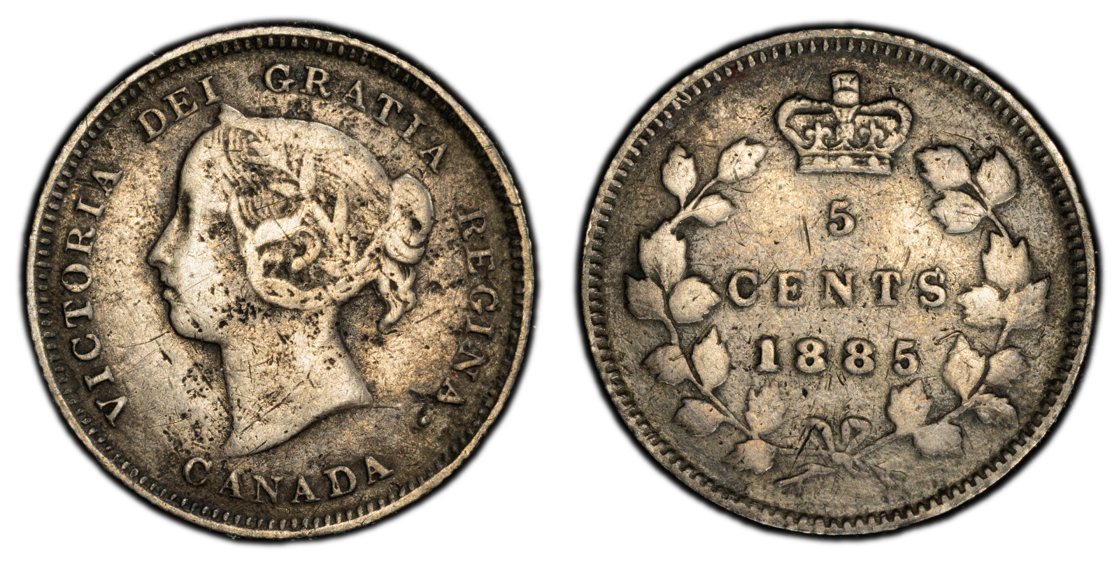 1885 5C Canada Small 5 PCGS F12 Cert#53505437 - Image 3