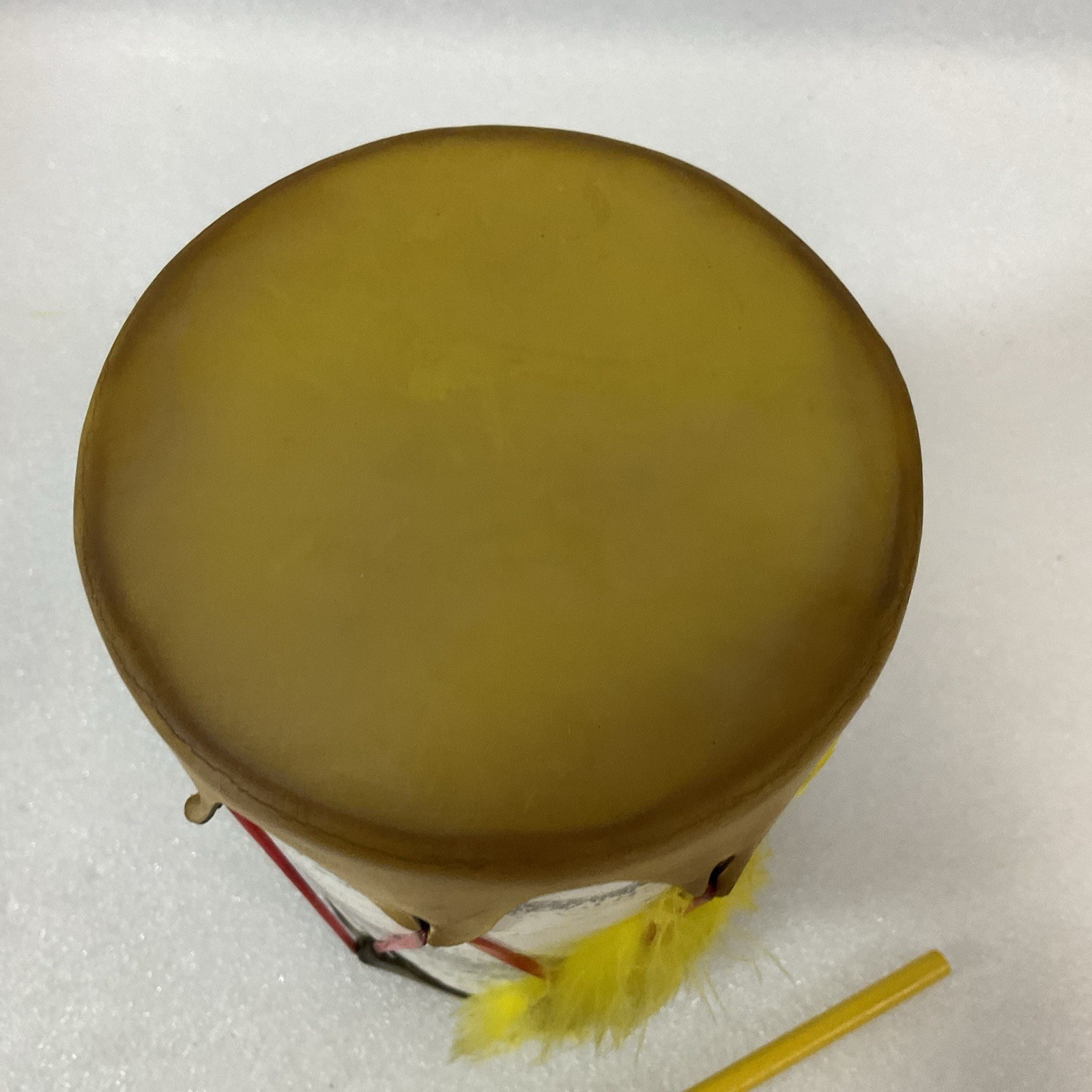 Vintage Wyoming Souvenir Toy Drum 6.5"x4.25" Double Head w/ Mallet USA - Image 3