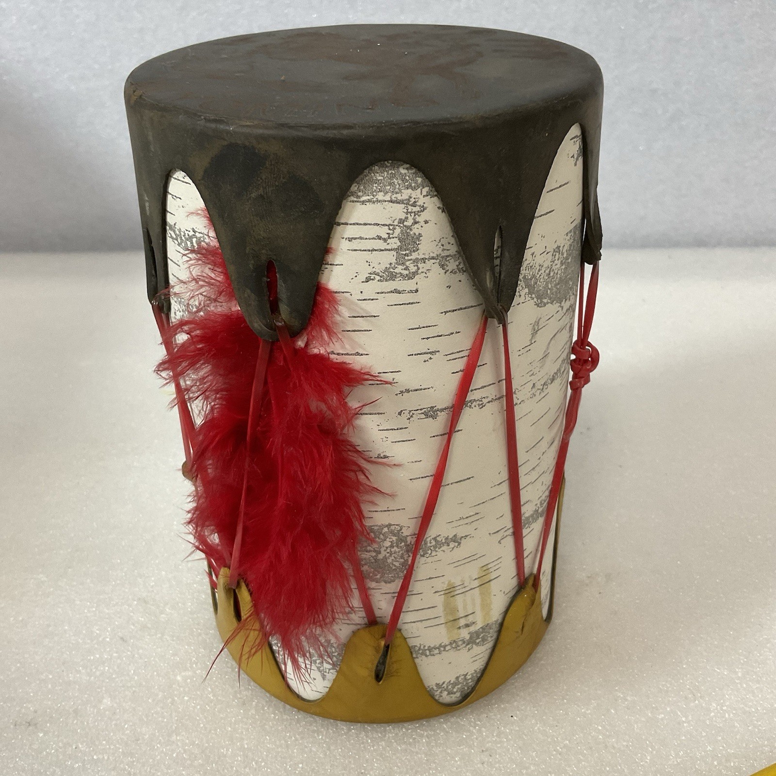 Vintage Wyoming Souvenir Toy Drum 6.5"x4.25" Double Head w/ Mallet USA - Image 6