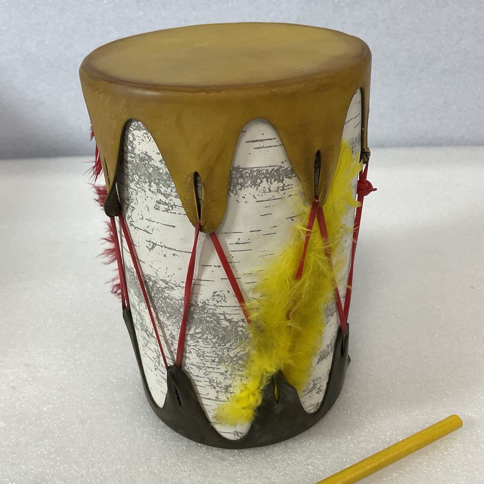 Vintage Wyoming Souvenir Toy Drum 6.5"x4.25" Double Head w/ Mallet USA - Image 4