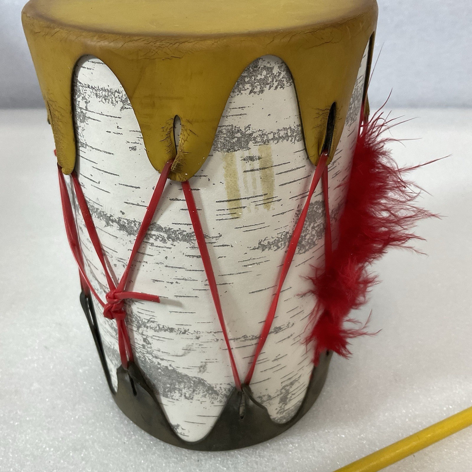 Vintage Wyoming Souvenir Toy Drum 6.5"x4.25" Double Head w/ Mallet USA - Image 7