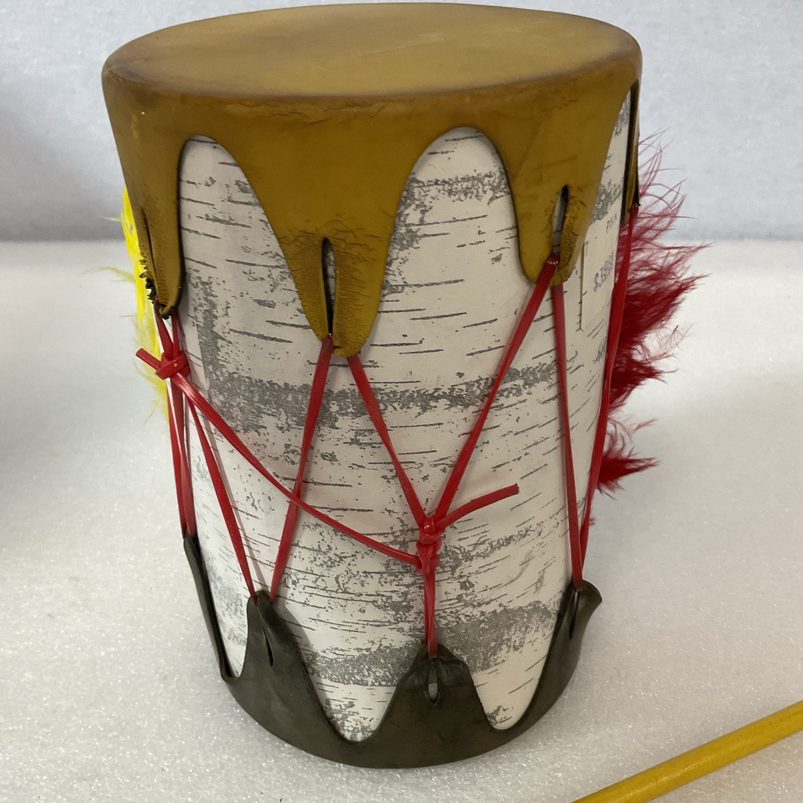 Vintage Wyoming Souvenir Toy Drum 6.5"x4.25" Double Head w/ Mallet USA - Image 8
