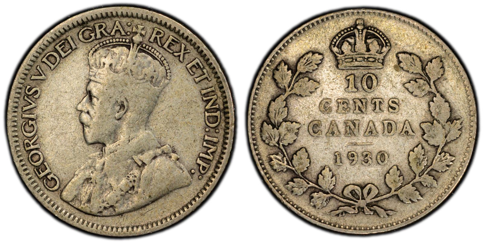 1930 10C Canada Silver Dime PCGS F15 Cert#53505438 - Image 5