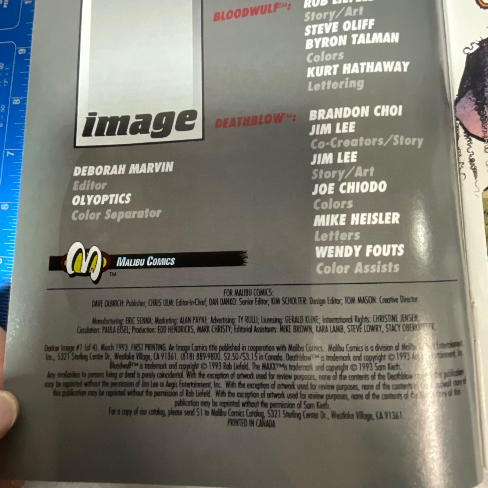 Darker Image #1 Mar 1993 Image Comics Sam Kieth Jim Lee Liefeld Maxx Card - Image 5