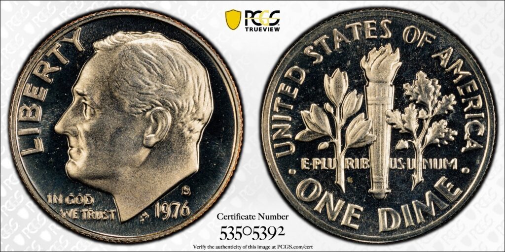 1976-S 10C Roosevelt Dime PCGS PR69CAM Gold Shield Cert#53505392 - Image 1