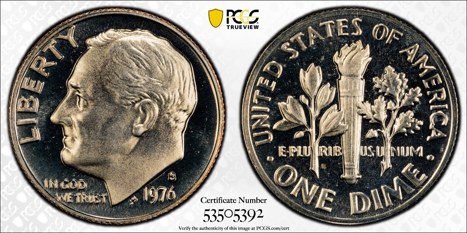 1976-S 10C Roosevelt Dime PCGS PR69CAM Gold Shield Cert#53505392 - Image 1