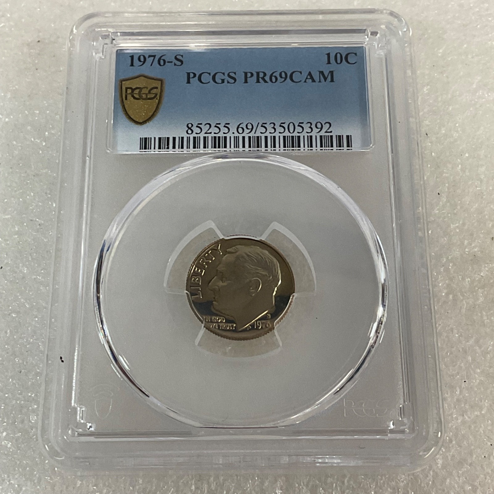 1976-S 10C Roosevelt Dime PCGS PR69CAM Gold Shield Cert#53505392 - Image 6