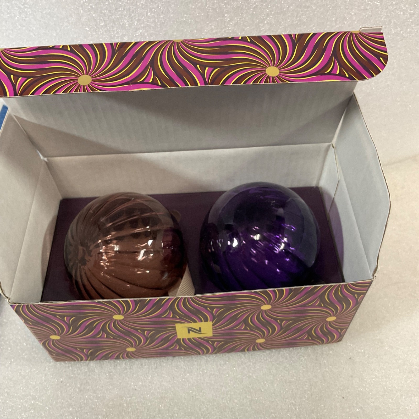 Nespresso 2 Festive Glass Baubles Pink Purple 3 in Ornaments Boxed - Image 6