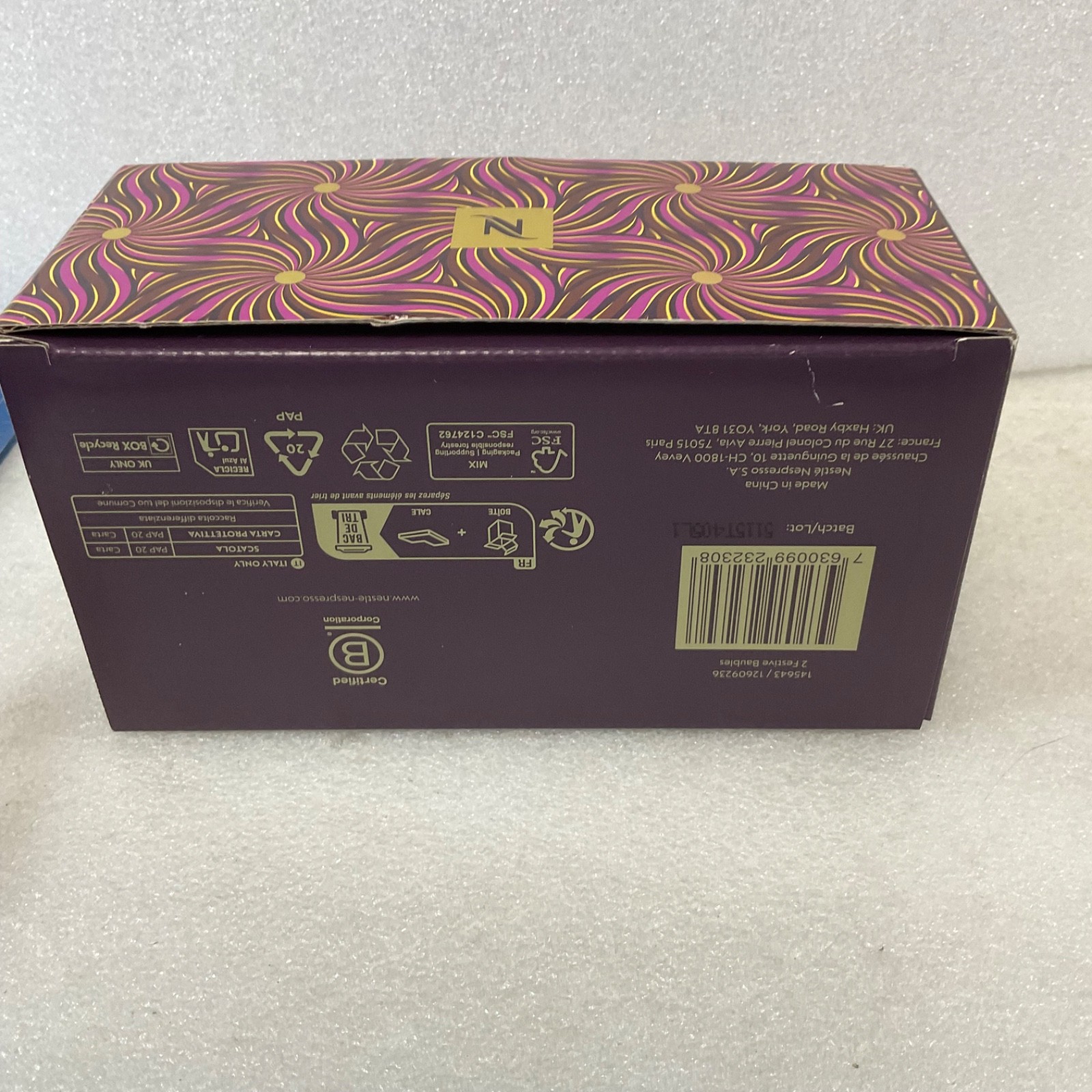 Nespresso 2 Festive Glass Baubles Pink Purple 3 in Ornaments Boxed - Image 11