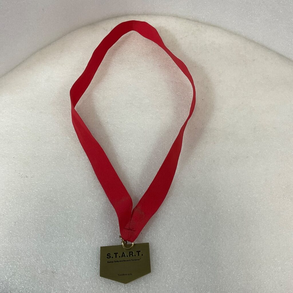 US Bank S.T.A.R.T. Advertising Medal 2.5 in Brass Tone w Red Ribbon - Image 1